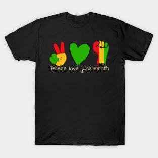 peace love Juneteenth 2024 colorful melting design T-Shirt